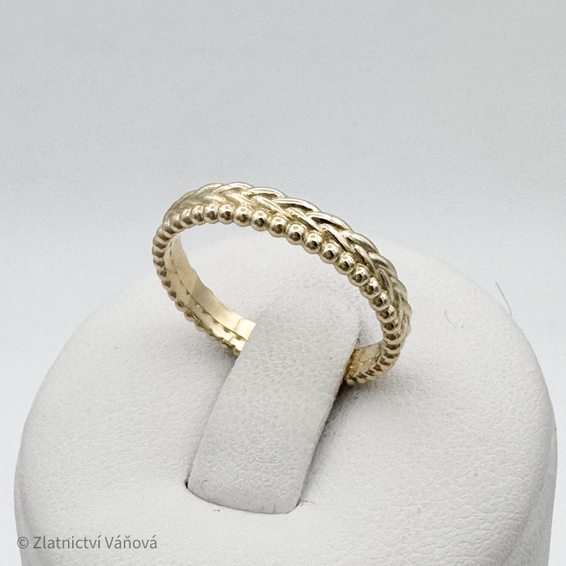 Žluté zlato prsten celozlatý se vzorem